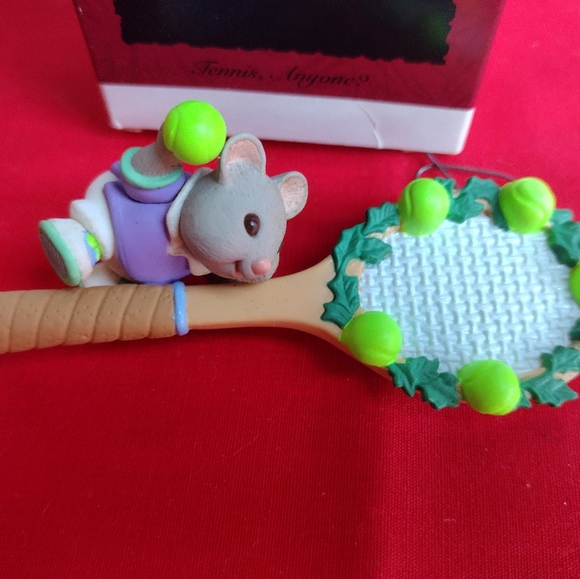 Hallmark Keepsake Ornament - Tennis Playing Mouse with Racket and Balls in Box - Picture 2 of 2